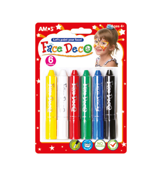 Crayon, Pinta Carita, Clores Básicos, Blister x 6 Und.